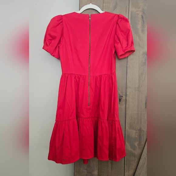 ALICE + OLIVIA Ann Curved Empire-Waist Tiered Cotton Minidress. Size 2 - Picture 8 of 14